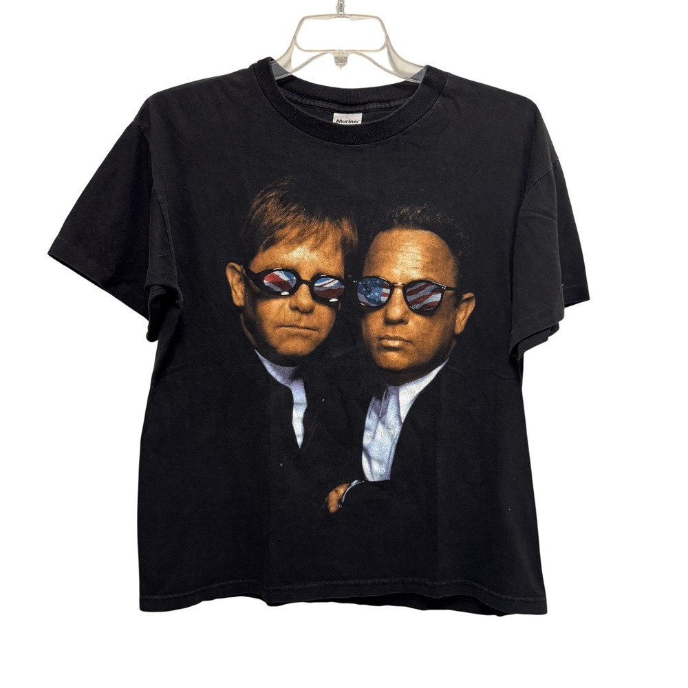 VTG Billy Joel Elton John Face to Face Tour Shirt Summer of 94 Concert Tee Black